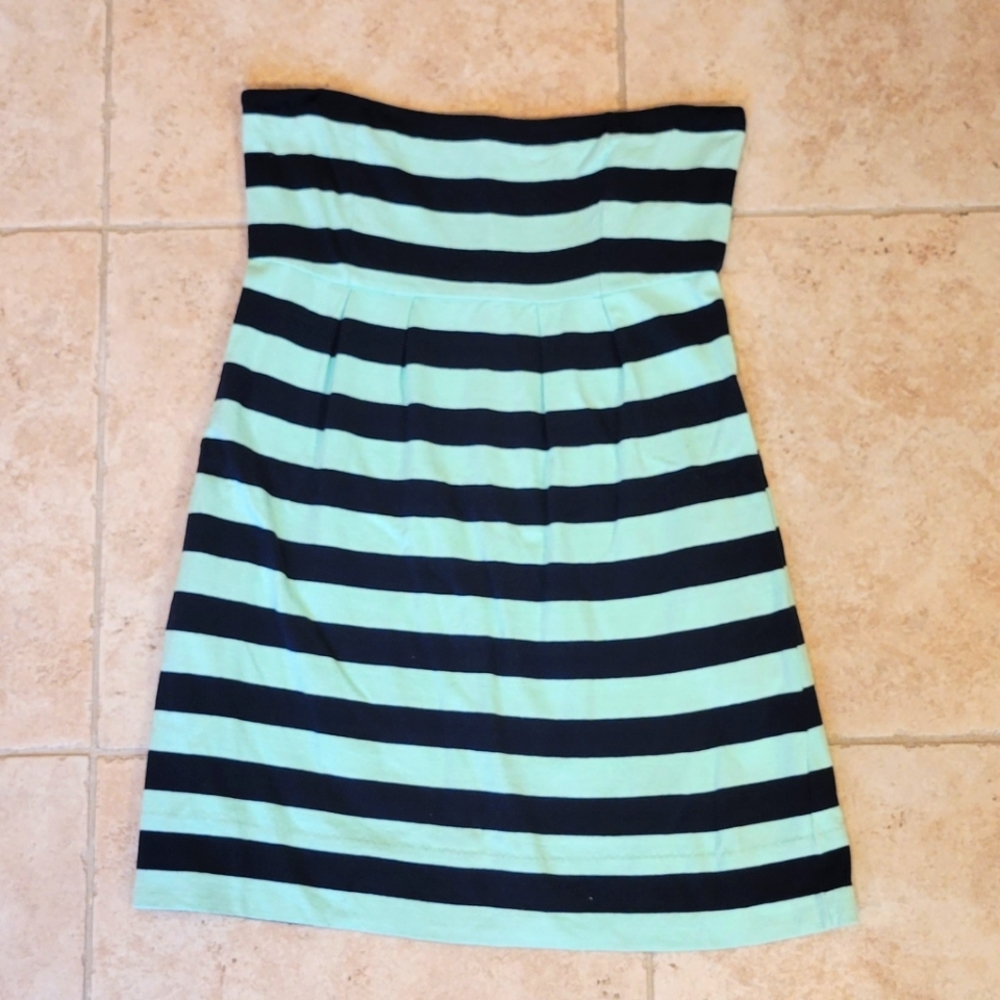 Navy/mint green strapless dress